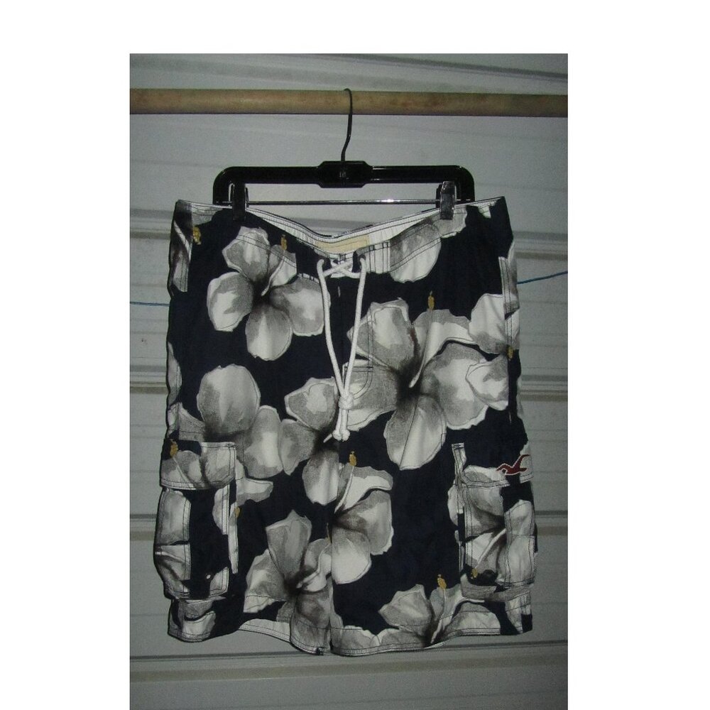 XL Size Hollister Blue Floral Hawaiian Board Shorts Swim Trunks Mens
